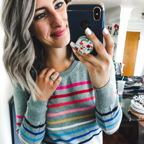 GAP Grey Multicolor Striped Sweater XS - Picture 4 of 8